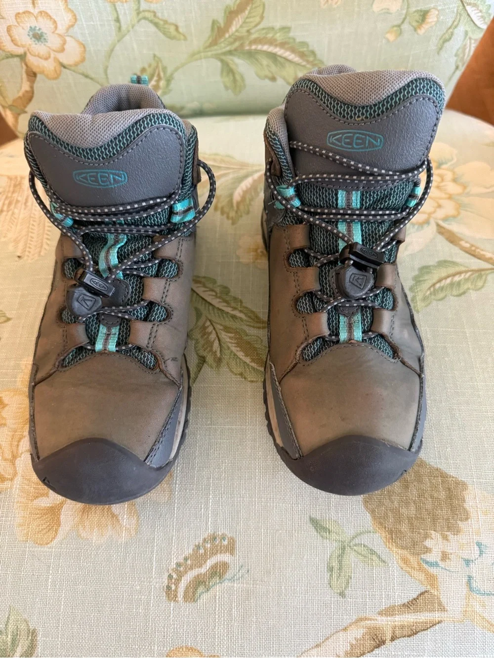 KEEN Kids' Gray & Teal Hiking Boots